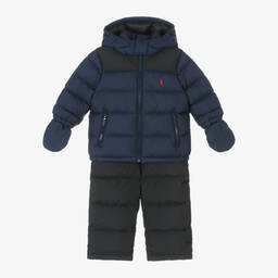 Ralph Lauren-Baby Boys Blue & Black Snowsuit | Childrensalon