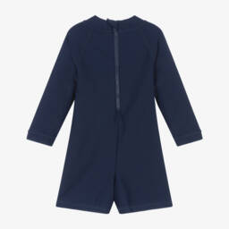 Ralph Lauren-Baby Boys Blue Polo Bear Sun Suit (UPF50+) | Childrensalon