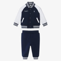 Ralph Lauren-Baby Boys Blue & White Cotton Wimbledon Tracksuit | Childrensalon