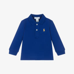 Ralph Lauren-Baby Boys Cobalt Blue Long-Sleeve Polo Shirt | Childrensalon