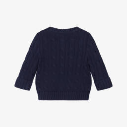 Ralph Lauren-Baby Boys Navy Blue Cotton Cable Knit Sweater | Childrensalon