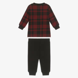Ralph Lauren-Baby Boys Red Tartan Trouser Set with Sledging Polo Bear | Childrensalon
