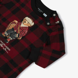 Ralph Lauren-Baby Boys Red Tartan Trouser Set with Sledging Polo Bear | Childrensalon