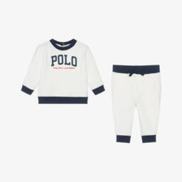Ralph Lauren-Baby Boys White Cotton Polo Tracksuit | Childrensalon