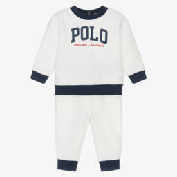 Ralph Lauren-Baby Boys White Cotton Polo Tracksuit | Childrensalon
