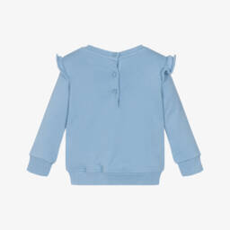 Ralph Lauren-Baby Girls Blue Tennis Polo Bear Cotton Sweatshirt | Childrensalon