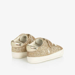 Ralph Lauren-Baby Girls Gold Glitter Pre-Walker Trainers | Childrensalon