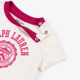 Ralph Lauren-Baby Girls Ivory Jersey Zip-Up Tracksuit Set | Childrensalon