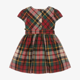 Ralph Lauren-Baby Girls Red & Green Tartan Satin Dress | Childrensalon