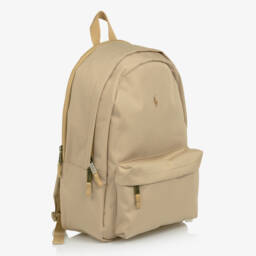 Ralph Lauren-Beige Canvas Pony Logo Backpack (45cm) | Childrensalon