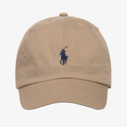 Ralph Lauren-كاب بيسبول بشعار بوني قطن لون بيج | Childrensalon