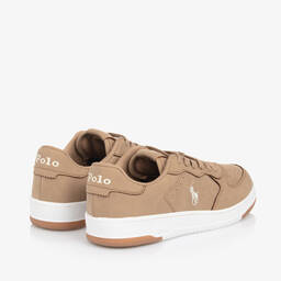 Ralph Lauren-حذاء رياضي برباط جلد صناعي لون بيج | Childrensalon