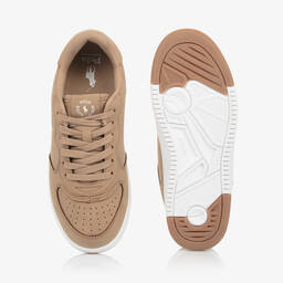 Ralph Lauren-حذاء رياضي برباط جلد صناعي لون بيج | Childrensalon