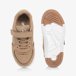 Ralph Lauren-حذاء رياضي بشريط لاصق جلد صناعي لون بيج | Childrensalon