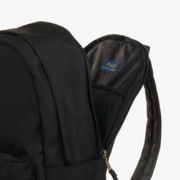 Ralph Lauren-Black Canvas Pony Logo Backpack (45cm) | Childrensalon