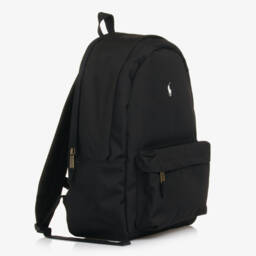 Ralph Lauren-Black Canvas Pony Logo Backpack (45cm) | Childrensalon