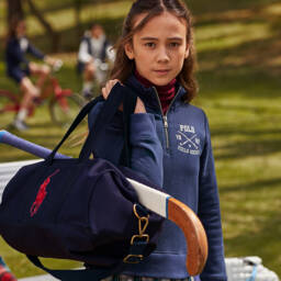 Ralph Lauren-Blue Canvas Big Pony Sports Bag (49cm) | Childrensalon