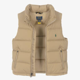 Ralph Lauren-Boys Beige Down Padded Puffer Gilet | Childrensalon