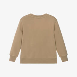 Ralph Lauren-Boys Beige Embroidered Logo Cotton Sweatshirt | Childrensalon