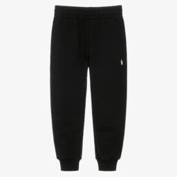 Boys Black Cuffed Joggers with Pony Logo