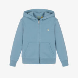 Boys Blue Hooded Zip-Up Top