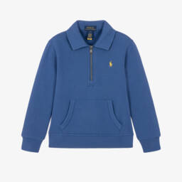Boys Blue Jersey Quarter-Zip Sweatshirt