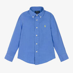 Ralph Lauren-Boys Blue Linen Shirt | Childrensalon