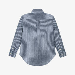 Ralph Lauren-قميص كتان مقلم لون كحلي وأبيض للأولاد | Childrensalon