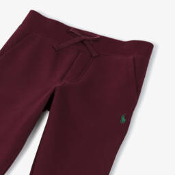 Ralph Lauren-Boys Burgundy Red Cotton Pony Logo Joggers | Childrensalon