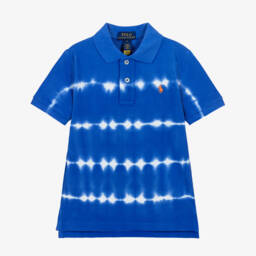 Boys Cobalt Blue Tie-Dye Print Polo Shirt