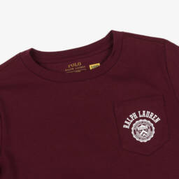 Ralph Lauren-Boys Dark Maroon Red Cotton T-Shirt | Childrensalon