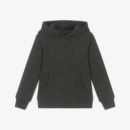 Худи серое хлопковое с логотипом для мальчиков