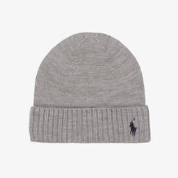 Boys Grey Wool Beanie Hat