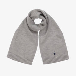 Ralph Lauren-سكارف صوف محبوك لون رمادي للأولاد | Childrensalon