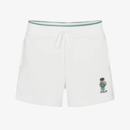 Шорты кремовые из хлопкового трикотажа с мишкой Поло для мальчиков