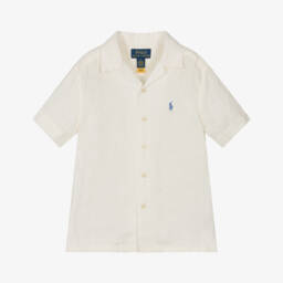 Boys Ivory Linen Short-Sleeve Shirt