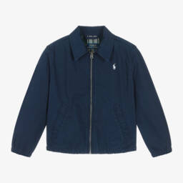 Boys Navy Blue Cotton Pony Jacket - Main Image