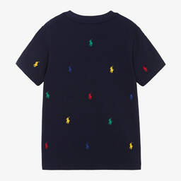 Ralph Lauren-تيشيرت بنقشة حصان قطن لون كحلي للأولاد | Childrensalon