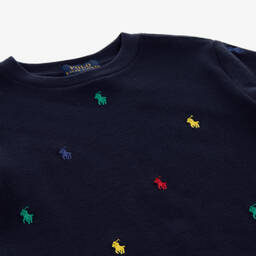 Ralph Lauren-تيشيرت بنقشة حصان قطن لون كحلي للأولاد | Childrensalon