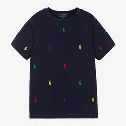 Boys Navy Blue Cotton Pony T-Shirt