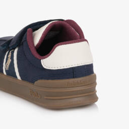 Ralph Lauren-Boys Navy Blue Faux Suede Velcro Trainers with Pony Logo | Childrensalon