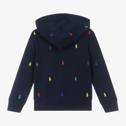 Ralph Lauren-هودي بسحاب بنقشة الحصان لون كحلي للأولاد | Childrensalon