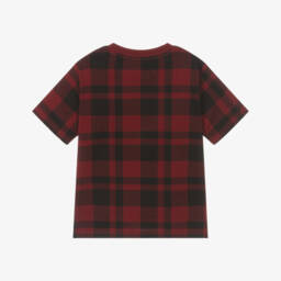 Ralph Lauren-Boys Red Check Polo Bear Cotton T-Shirt | Childrensalon