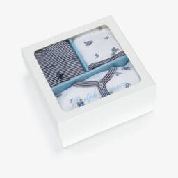Ralph Lauren-طقم أفرول بطبعة الدب بولو لون ابيض وأزرق للمواليد | Childrensalon