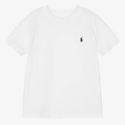 Ralph Lauren-Boys White Cotton Pony Logo T-Shirt | Childrensalon