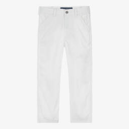 Ralph Lauren-Boys Blue & White Stripe Cotton Shirt with All Over Pony Logo | Childrensalon