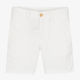 Boys White Linen & Cotton Shorts