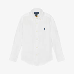 Ralph Lauren-قميص كتان لون أبيض للأولاد | Childrensalon