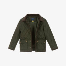 Ralph Lauren-Dark Forest Green Quilted Coat | Childrensalon