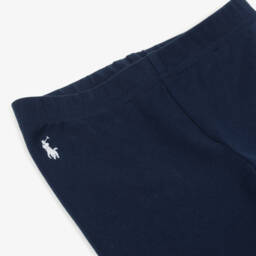 Ralph Lauren-Girls Blue Cotton Leggings | Childrensalon